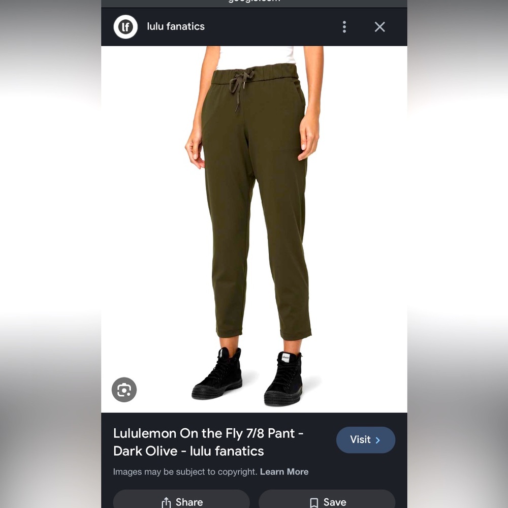 Lululemon on the fly pants- dark olive- size 6